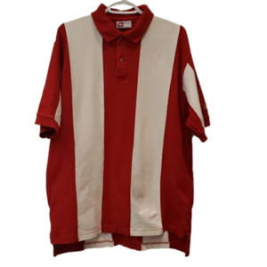 FIASCO Honda Casareen Ltd. UK Polo Shirt Top Red White Striped 100% Cotton